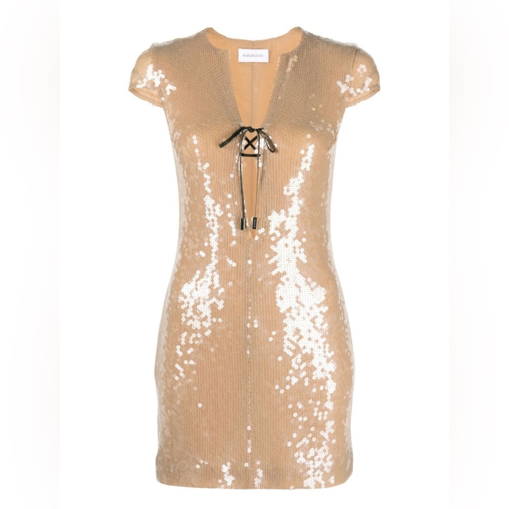 16 Arlington Taupe Seer Sequin Mini Dress